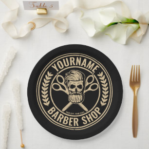 Prato De Papel Compro de Barber Personalizado Skull Rockabilly Sa