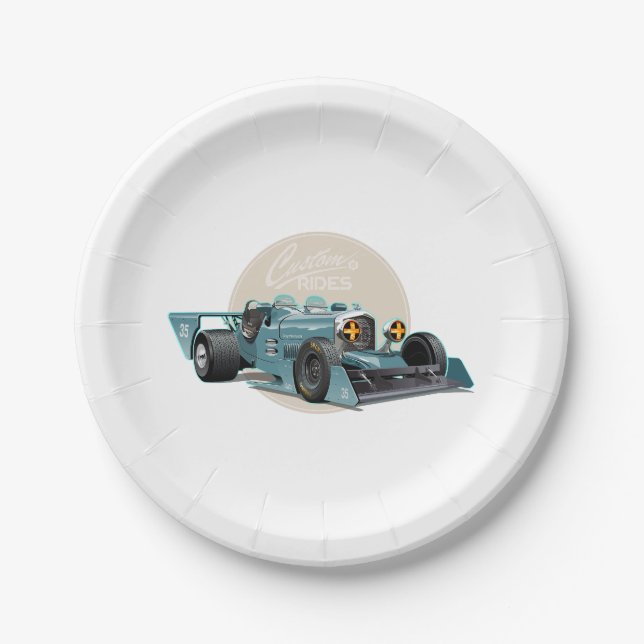 Prato De Papel Conceito de carro de retrocorrida personalizado (Frente)