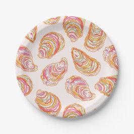 Prato De Papel Conchas de Ostras Costeiras Brilhantes e Coloridas