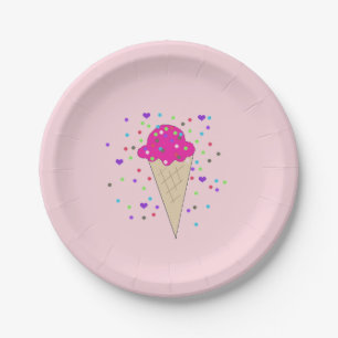 Prato De Papel Cone de Sorvete com Confetes