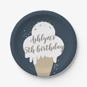 Prato De Papel Cone de Sorvete Sprinkles Arco-íris Aniversário In
