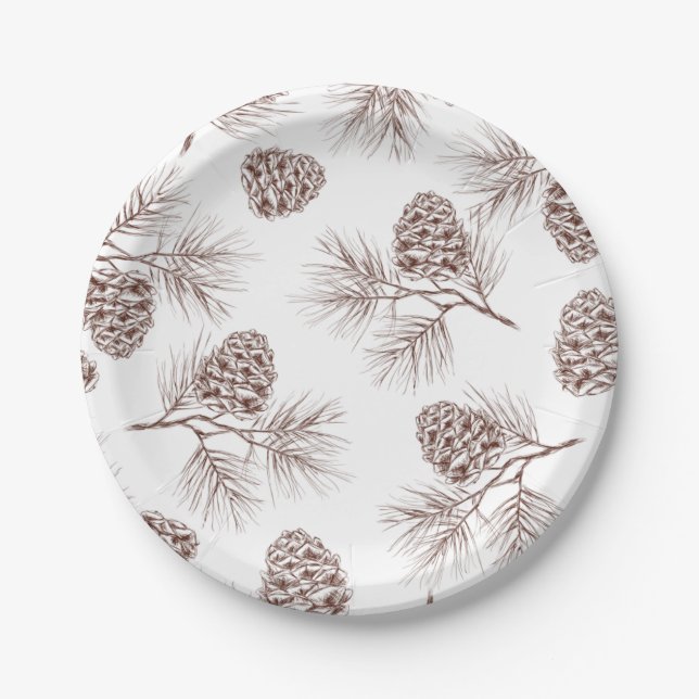 Prato De Papel Cones do abeto vermelho do cedro da árvore de (Frente)
