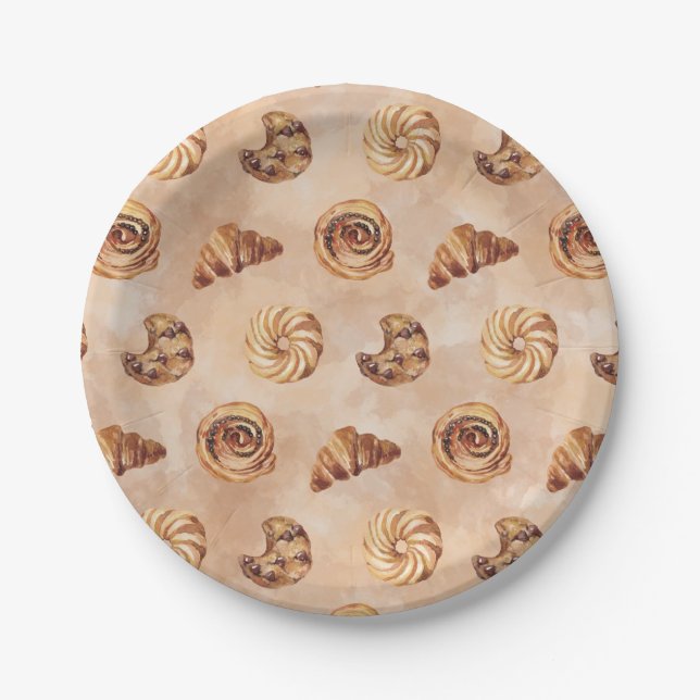 Prato De Papel Confeitaria de Aquarela Patisseria Comida Brunch (Frente)