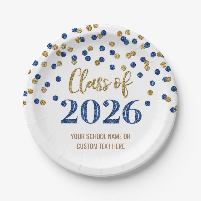 Prato De Papel Confetes Rosa Azul Graduação 2026 (Frente)