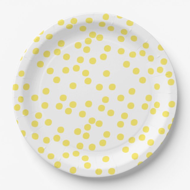 Prato De Papel Confetti Amarelo / Polkadots (Frente)