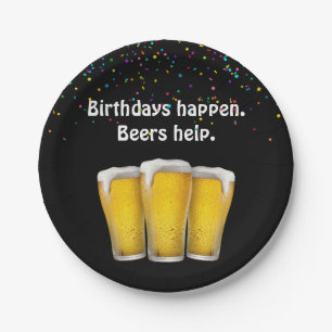 Prato De Papel Confetti Birthday Beers