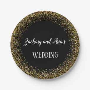Prato De Papel Confetti Dourado em Placas de Papel de Casamento P