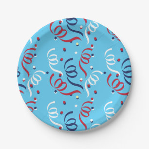 Prato De Papel Confetti Patriótico Vermelho, Branco e Azul dos E