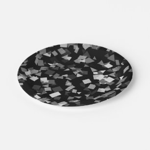 Prato De Papel Confetti Preto e Branco