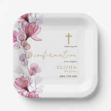 Confirmação Floral Transparente Rosa Empoeirado