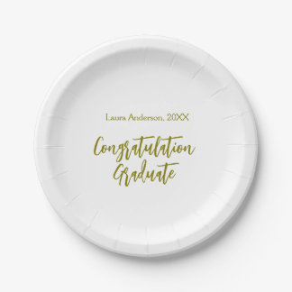 Prato De Papel Congratulations graduate golden name class 20XX si
