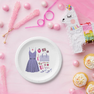Prato De Papel Conjunto de Moda Rosa Lavanda Meninas
