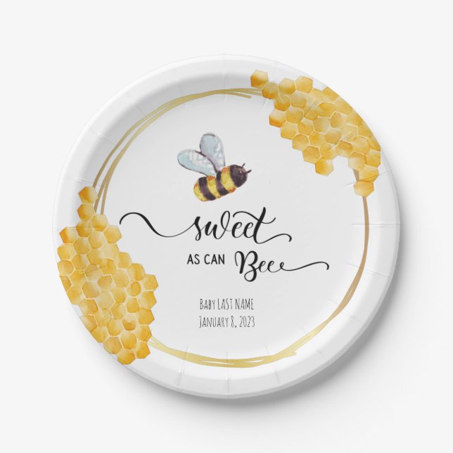 Prato De Papel Conjunto de Placas para Chás de fraldas de abelhas (Frente)
