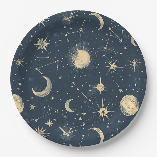 Prato De Papel Constelação Celestial - Noite Estelar (3) (Frente)