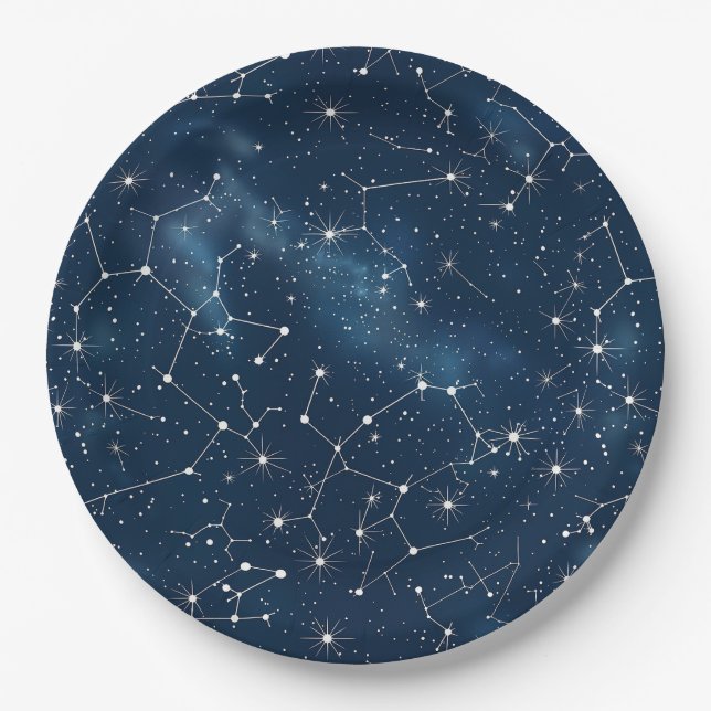 Prato De Papel Constelação Celestial - Noite Estelar (4) (Frente)