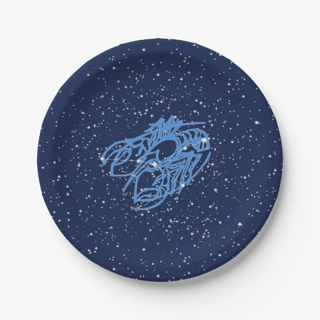Prato De Papel Constelação de cancer e Sinal Zodiac com Estrelas (Frente)