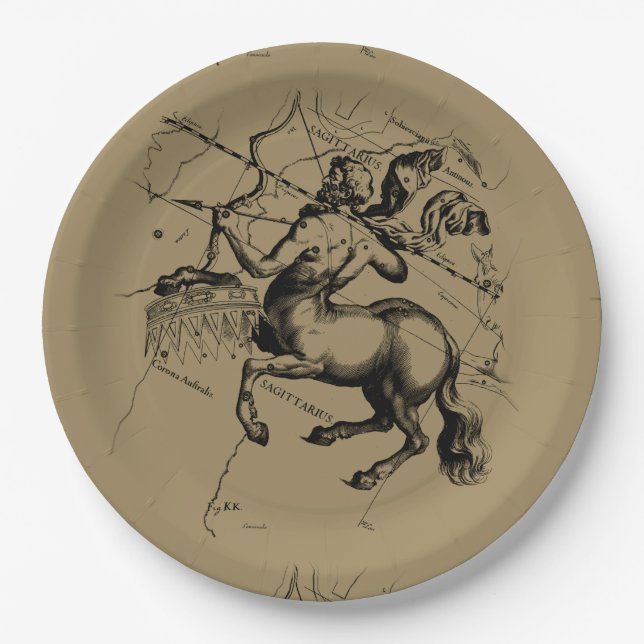 Prato De Papel Constelação de Sagitário Hevelius1690 Nov22-Dez21 (Frente)