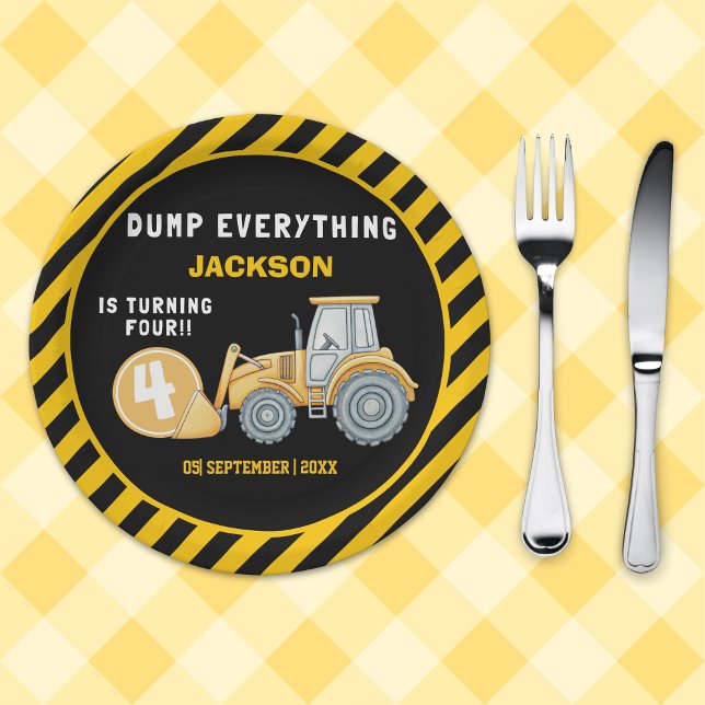 Prato De Papel Construction Birthday Party | Excavator & Wrecking (Criador carregado)