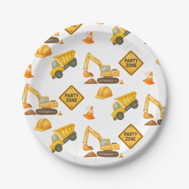 Prato De Papel Construction Dump Truck Kids Any Age Birthday (Frente)