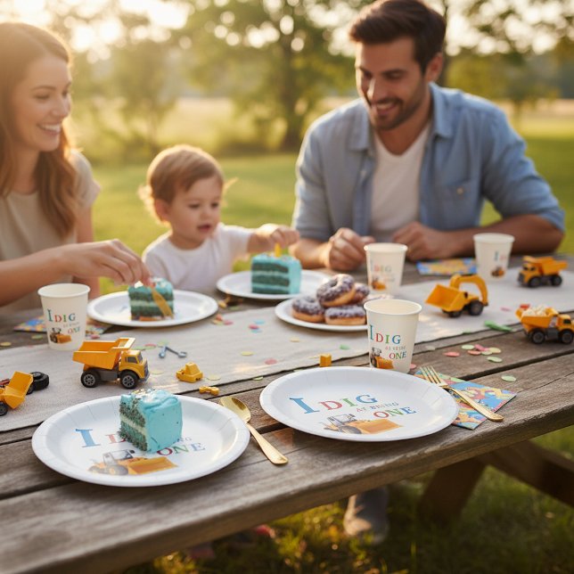 Prato De Papel Construction first Birthday I Dig Being One (Criador carregado)