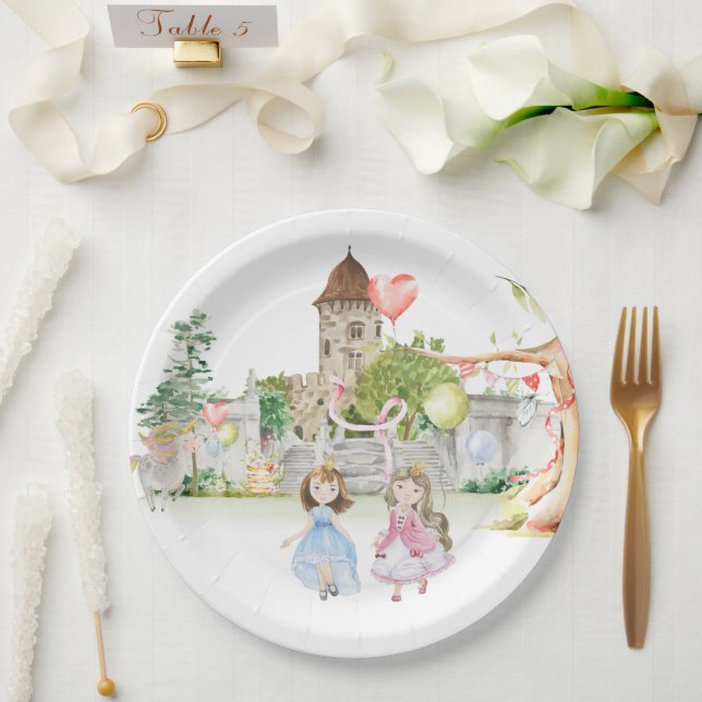 Prato De Papel Conto de Fadas de Aniversário de Princesas, Cavalh (Casamento)