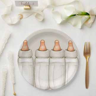 Prato De Papel Convite Ao Chá de fraldas Do artesanato - Bolsa De