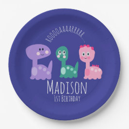 Prato De Papel Convite Colorido à Festa de aniversário de Dinossa