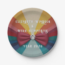 Prato De Papel Convite Colorido de Casamento Arco-Íris