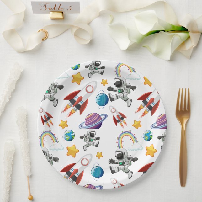 Prato De Papel Convite de Aniversário de Primeira Vez do Astronau (Casamento)