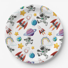 Prato De Papel Convite de Aniversário de Primeira Vez do Astronau
