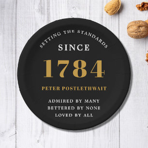 Prato De Papel Convite de Aniversário do Orçamento Dourado a Qual