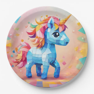 Prato De Papel Convite de Aniversário para Pinata Unicórn