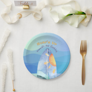 Prato De Papel Convite De Aniversário Para Surf Divertido
