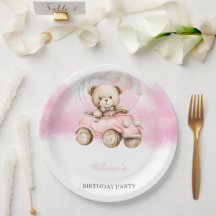 Convite de Aniversário Urso Teddy em Aquarela em C