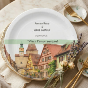 Prato De Papel Convite de Casamento Moderno Elegância Viral Valên