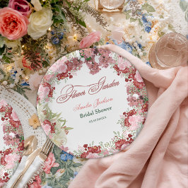 Prato De Papel Convite de Chá de Noiva Jardim de Flores