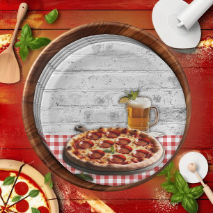 Prato De Papel Convite para Chá de fraldas Moderno PIzza +Cerveja