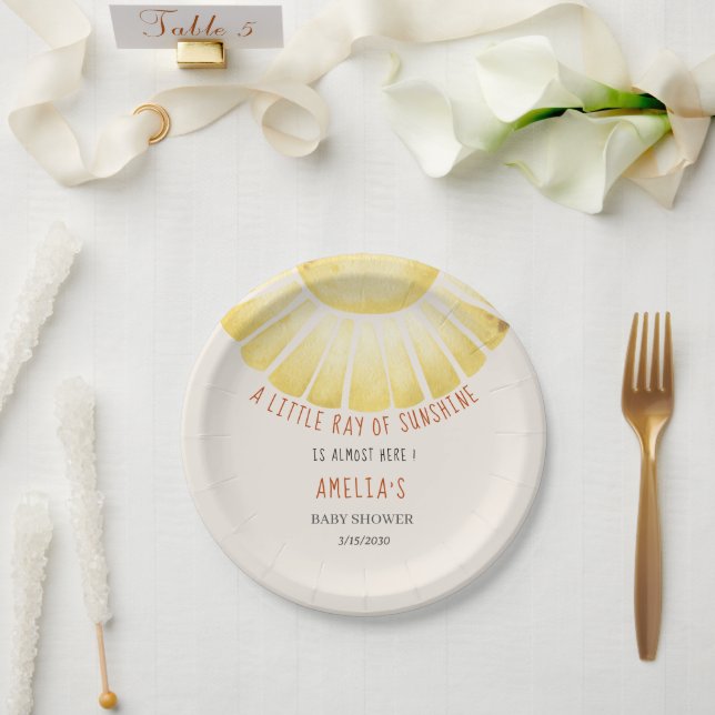 Prato De Papel Convite para o Chá de Bebê do Nosso Pequeno Raio d (Casamento)