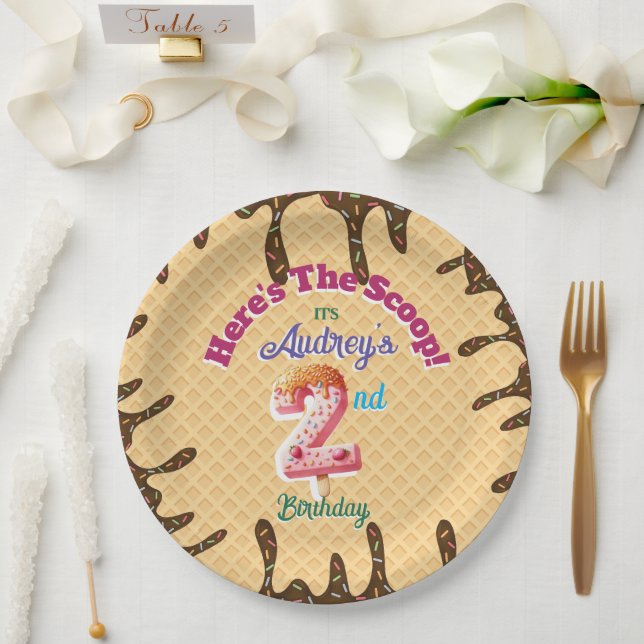 Prato De Papel Convite Waffle Cone Here's the Scoop (Casamento)