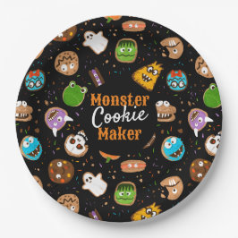 Prato De Papel Cookie Maker de Monstro do Halloween colorido