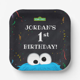 Prato De Papel Cookie Monster | 1st Birthday