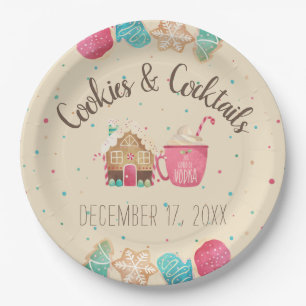 Prato De Papel Cookie Swap Festa de Cookies e Cocktails de Natal