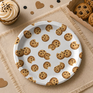 Prato De Papel Cookies Chip Chocolate Papéis de Aniversário - Sw