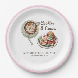 Prato De Papel Cookies e Chás de fraldas cor-de-rosa de Pastel qu