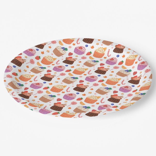 Prato De Papel Cookies e cupcakes (Inclinado)