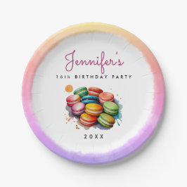 Prato De Papel Cookies franceses coloridos e bonitos de macarão a