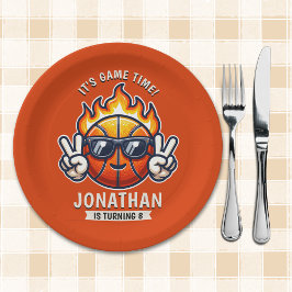 Prato De Papel Cool Birthday Boy with Basketball Theme