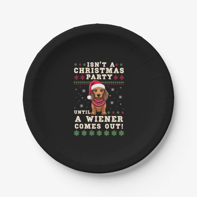 Prato De Papel Cool Funny Wiener Dog Christmas Dachshund Holiday  (Frente)