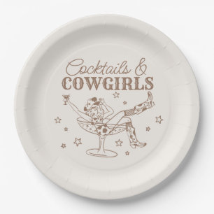 Prato De Papel Coquetéis Bege e Aniversário de Cowgirls Despedida