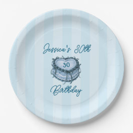 Prato De Papel Coquette Heart Birthday Cake Paper Plate